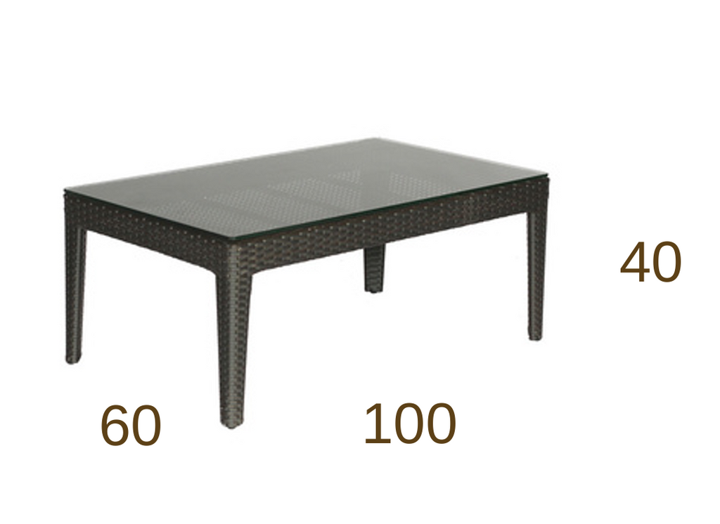 Mesa de Centro para Exterior de Ratán con Vidrio Templado LG143-4