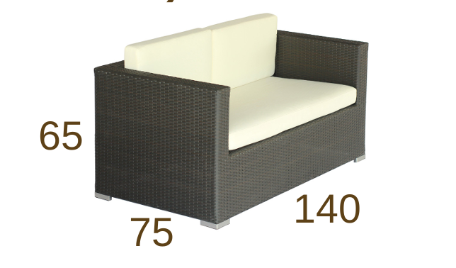 Sofá Love Seat para Exterior de Ratán con Cojines LG408-1