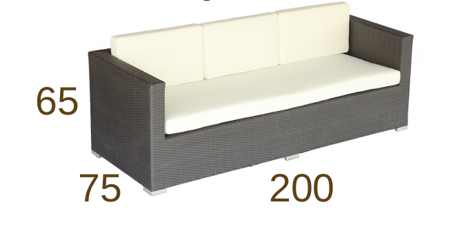Sofá Triple para Exterior LG408-2 de Ratán Sintético y Aluminio