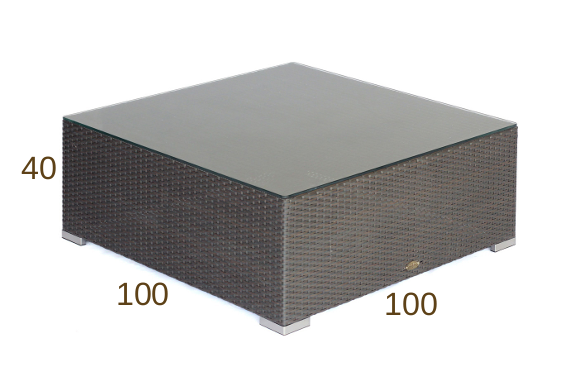 Mesa de Centro Cuadrada para Exterior de Ratán con Vidrio Templado LG801-2