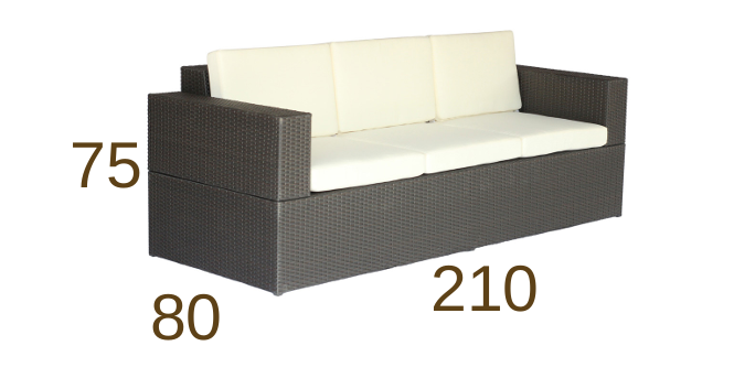 Sofá Triple para Exterior de Ratán LG822-3
