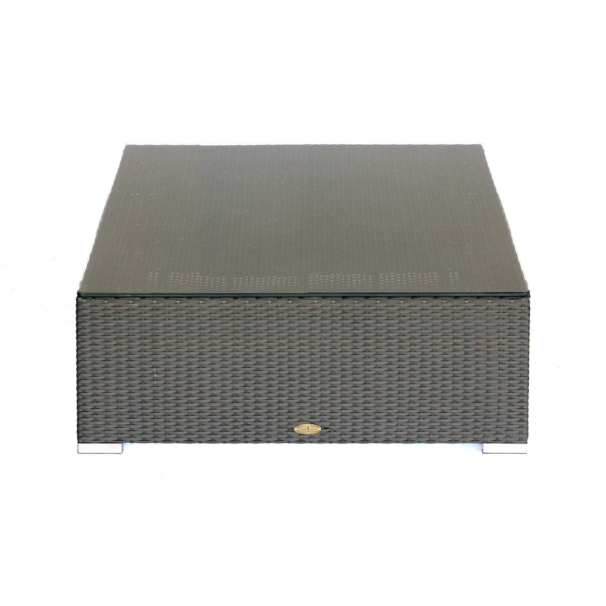 Mesa de Centro Cuadrada para Exterior de Ratán con Vidrio Templado LG801-2