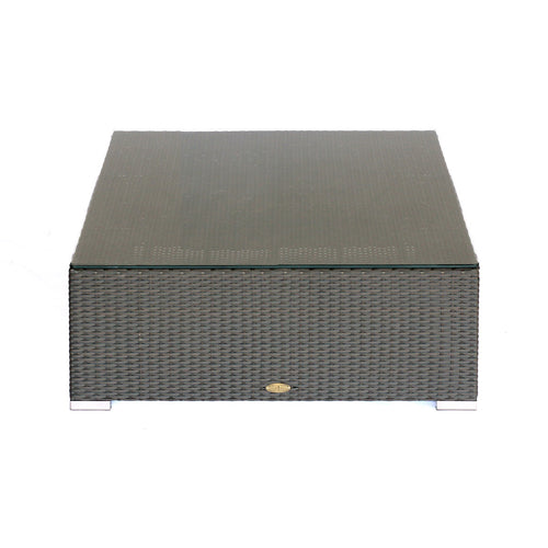 Mesa de Centro Cuadrada para Exterior de Ratán con Vidrio Templado LG801-2