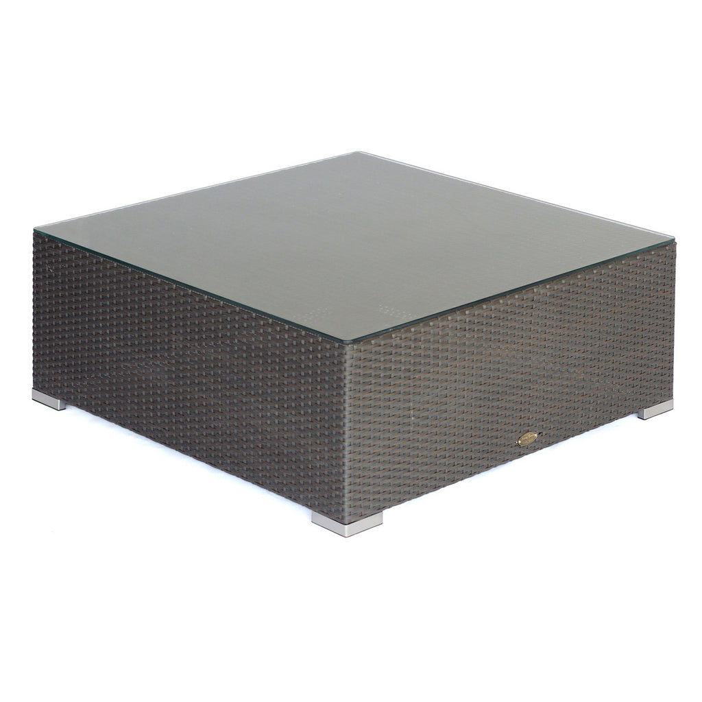 Mesa de Centro Cuadrada para Exterior de Ratán con Vidrio Templado LG801-2